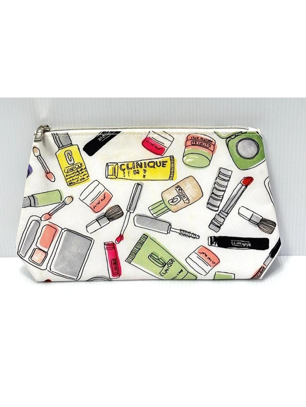 Clinique Makeup Bag Cosmetic Pouch Travel Toiletries Case Beauty Print Canvas
